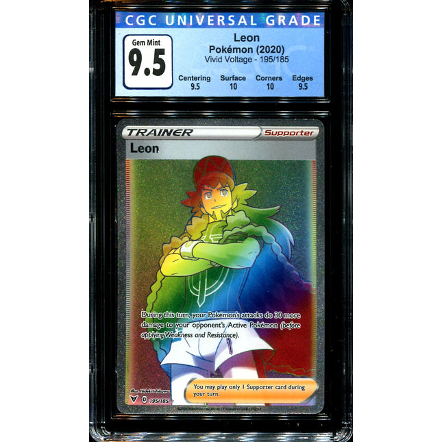 Leon - 195/185 - CGC 9.5 Gem Mint - Hyper Rare - Vivid Voltage - Pokemon - 28284