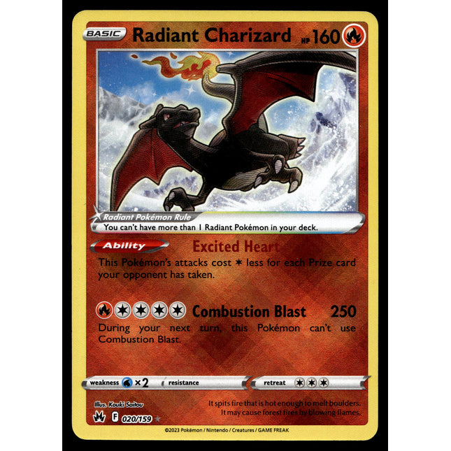 Radiant Charizard - 020/159 - NM - Ultra Rare - Crown Zenith - Pokemon - A7-52