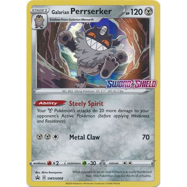 Galarian Perrserker (Prerelease Promo) (SWSH008) [Sword & Shield: Black Star Promos]