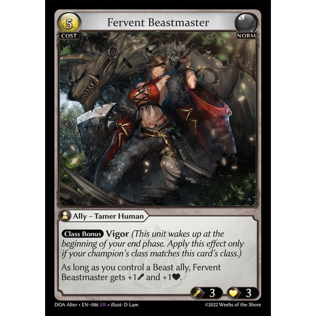 Fervent Beastmaster - DOA Alter EN-086 - x1 - Super Rare - Near Mint - Non-Foil - Grand Archive TCG