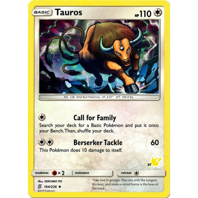Tauros (164/236) (Pikachu Stamp #37) [Battle Academy 2020]