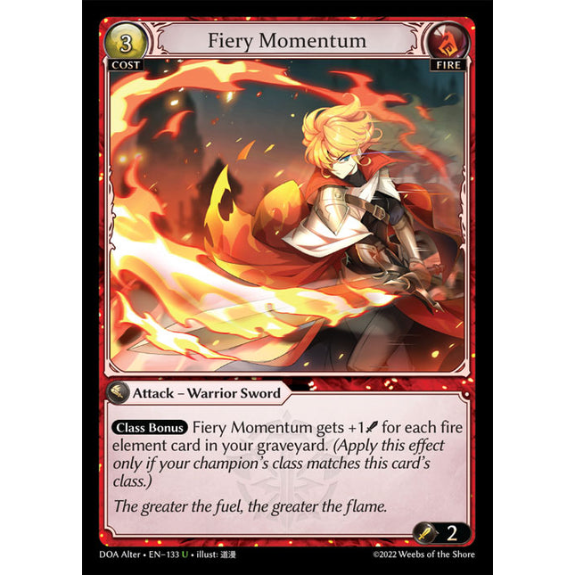 Fiery Momentum - DOA Alter EN-133 - x1 - Uncommon - Near Mint - Non-Foil - Grand Archive TCG