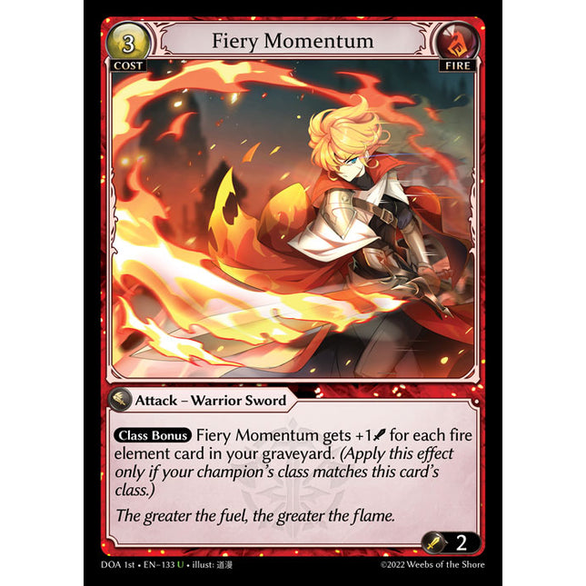 Fiery Momentum - DOA 1st EN-133 - Uncommon - Near Mint - Non-Foil - Grand Archive TCG