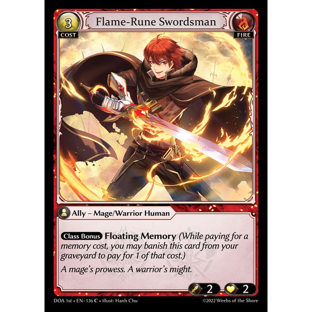 Flame-Rune Swordsman - DOA 1st EN-136 - Common - Near Mint - Foil - Grand Archive TCG