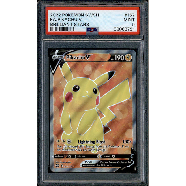 Pikachu V - 157/172 - PSA 9 - Full Art - Brilliant Stars - Pokemon - 68791