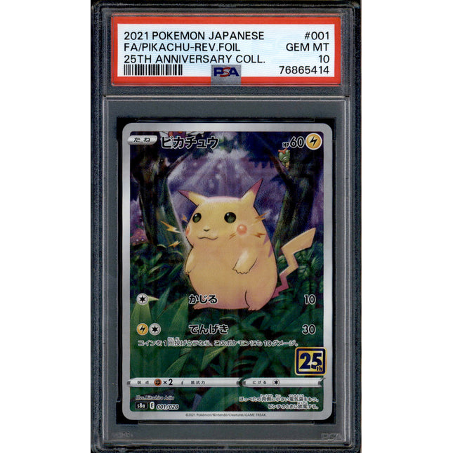 Pikachu - 001/028 - PSA 10 - Reverse Foil - 25th Anniversary - Pokemon - 65414