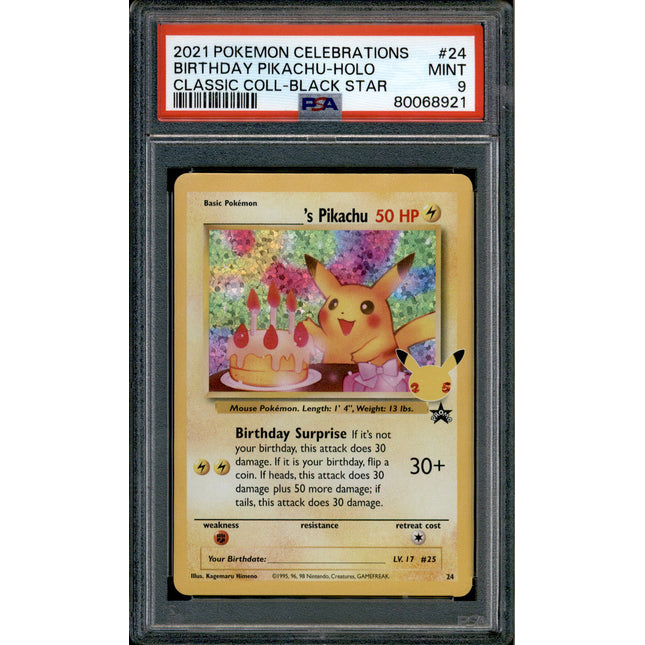Birthday Pikachu - 24 - PSA 9 - Holo - Celebrations - Pokemon - 68921