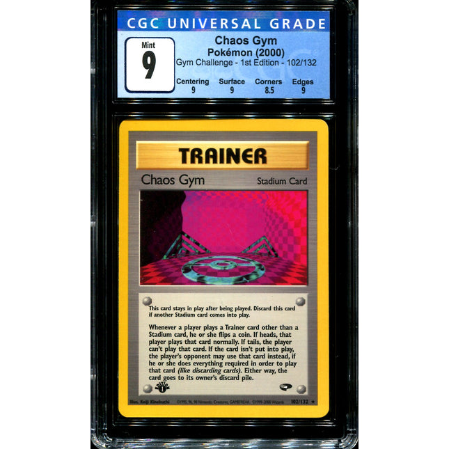 Chaos Gym - 102/132 - CGC 9 - 1st Edition - Gym Challenge - Pokemon - 72081