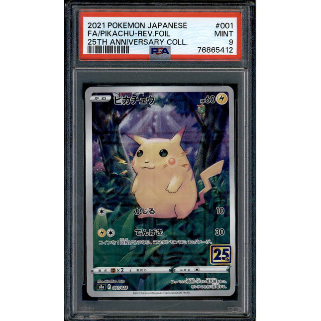Pikachu - 001/028 - PSA 9 - Reverse Foil - 25th Anniversary - Pokemon - 65412