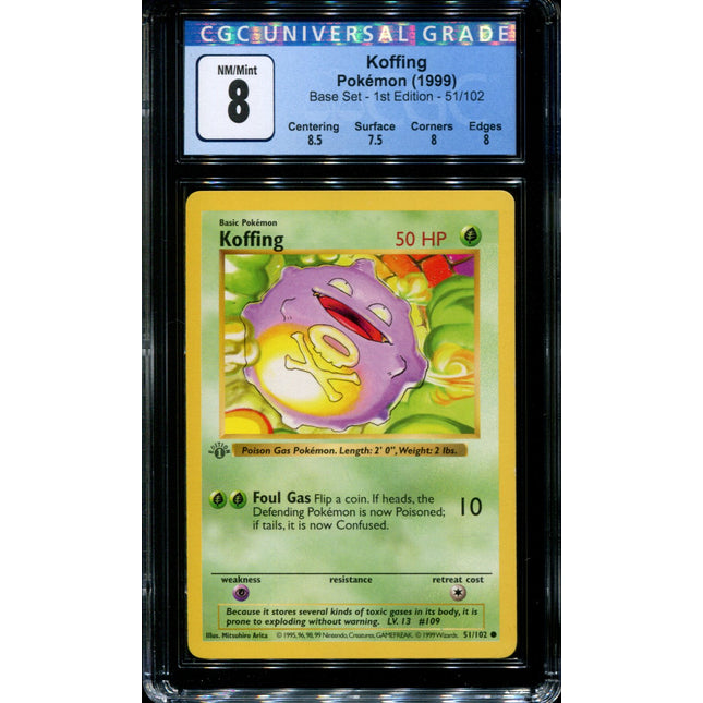 Koffing - 51/102 - CGC 8 - 1st Edition - Base Set - Pokemon - 38128
