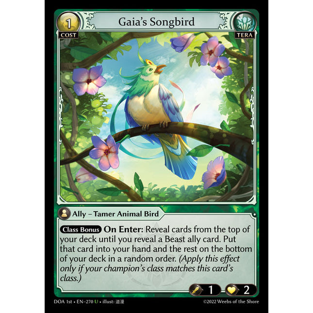 Gaia's Songbird - DOA 1st EN-270 - Uncommon - Near Mint - Foil - Grand Archive TCG