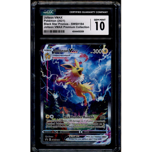 Jolteon Vmax - SWSH184 - CGC 10 - Alt Art - Promo - Pokemon - 92359