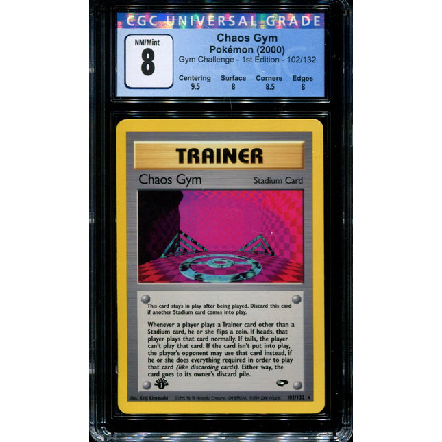 Chaos Gym - 102/132 - CGC 8 - 1st Edition - Gym Challenge - Pokemon - 37266