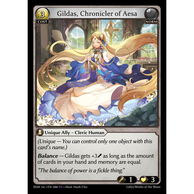 Gildas, Chronicler of Aesa - DOA 1st EN-088 - Super Rare - Near Mint - Foil - Grand Archive TCG