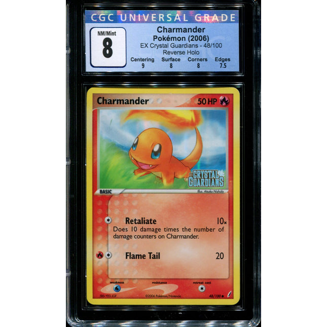 Charmander - 48/100 - CGC 8 - Reverse Holo - Crystal Guardians - 36757