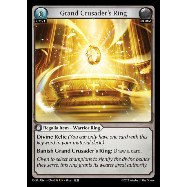 Grand Crusader's Ring - DOA Alter EN-038 - Ultra Rare - Near Mint - Foil - Grand Archive TCG