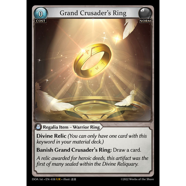 Grand Crusader's Ring - DOA 1st EN-038 - Ultra Rare - Near Mint - Foil - Grand Archive TCG