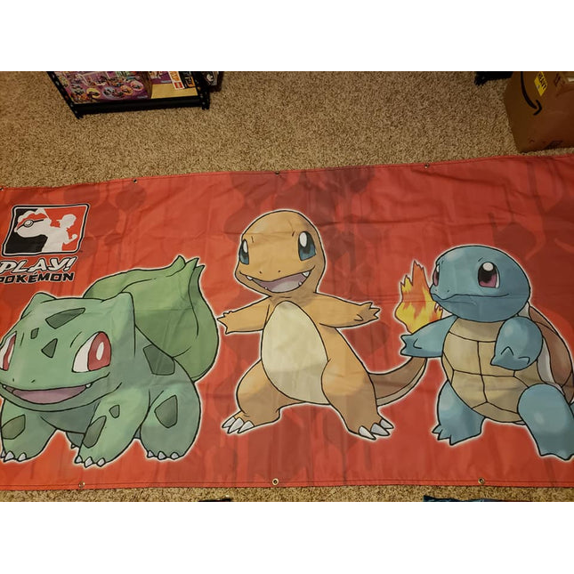 Charmander - Bulbasaur - Squirtle - Red Cloth Banner - 36"x118.5"