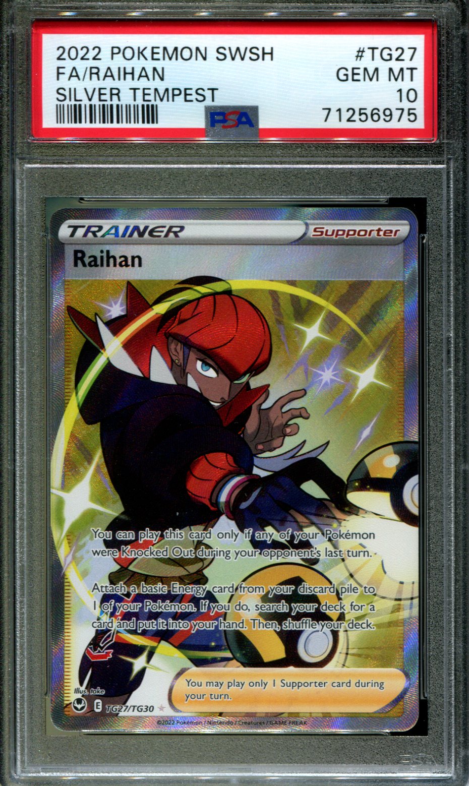 Raihan - TG27/TG30 - PSA 10 - Full Art - Silver Tempest - Pokemon - 56975