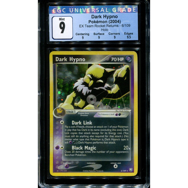Dark Hypno - 6/109 - CGC 9 Mint - Holo - Team Rocket Returns - 36736