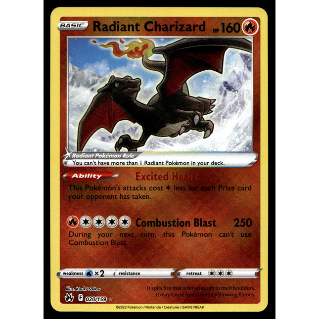 Radiant Charizard - 020/159 - NM - Ultra Rare - Crown Zenith - Pokemon - A7-50