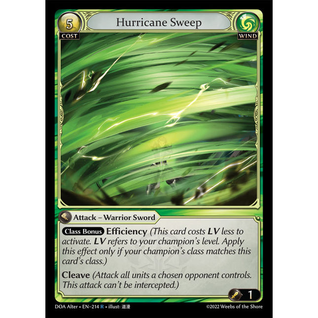 Hurricane Sweep - DOA Alter EN-214 - x1 - Rare - Near Mint - Non-Foil - Grand Archive TCG