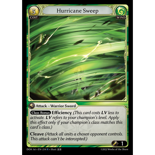 Hurricane Sweep - DOA 1st EN-214 - Rare - Near Mint - Foil - Grand Archive TCG