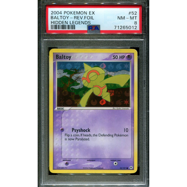 Baltoy - 52/101 - PSA 8 - Reverse Holo - Hidden Legends - Pokemon - 65012