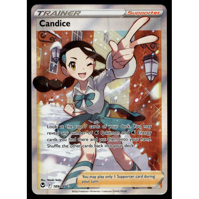 Candice - 189/195 - PSA NM - Full Art - Silver Tempest - Pokemon - A5-43