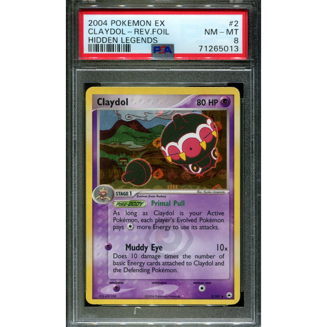 Claydol - 2/101 - PSA 8 - Reverse Holo - Hidden Legends - Pokemon - 65013
