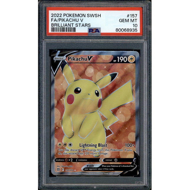 Pikachu V - 157/172 - PSA 10 - Full Art - Brilliant Stars - Pokemon - 68935