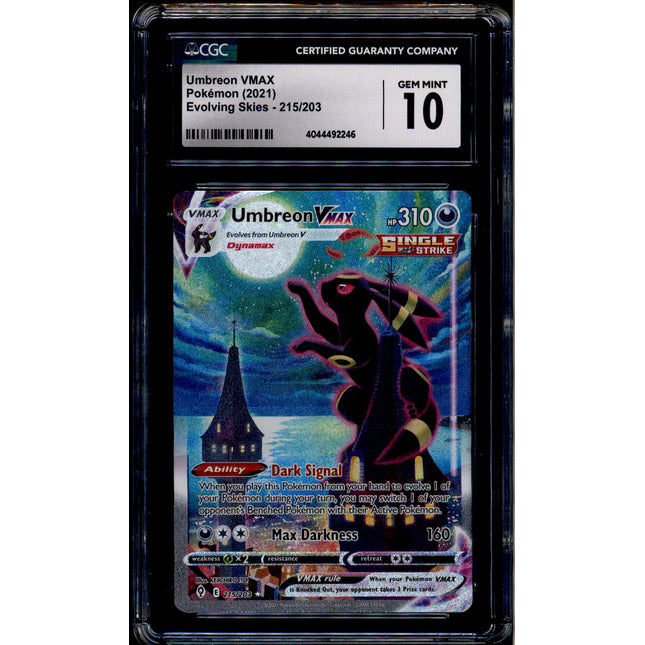 Umbreon Vmax - 215/203 - CGC 10 - Alt Art - Evolving Skies - Pokemon - 92246
