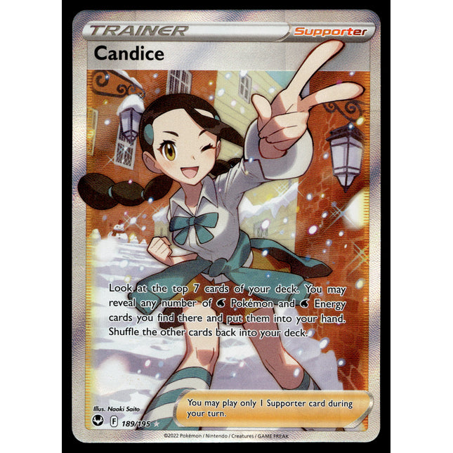 Candice - 189/195 - PSA NM - Full Art - Silver Tempest - Pokemon - A5-47