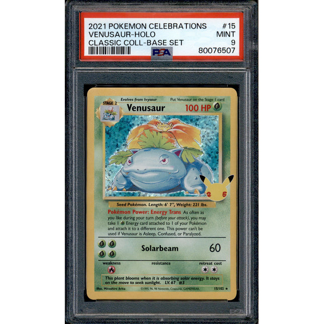 Venusaur - 15/102 - PSA 9 - Holo - Celebrations - Pokemon - 76507