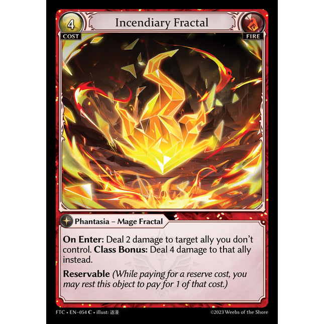 Incendiary Fractal - FTC EN-054 - x4 - C - NM - Non-Foil - Grand Archive TCG