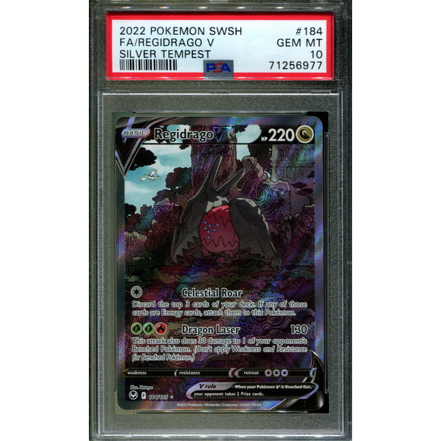 Regidrago V - 184/195 - PSA 10 - Alt Art - Silver Tempest - Pokemon - 56977