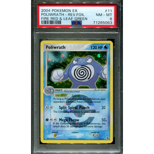 Poliwrath - 11/112 - PSA 8 - Reverse Holo - FRLG - Pokemon - 65063