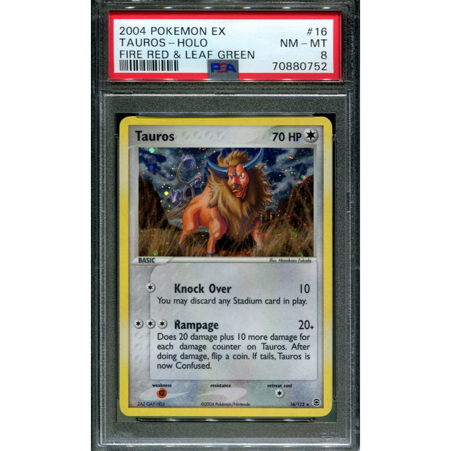 Tauros - 16/112 - PSA 8 - Holo - FRLG - Pokemon - 80752