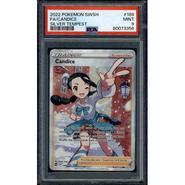 Candice - 189/195 - PSA 9 - Full Art - Silver Tempest - Pokemon - 73356