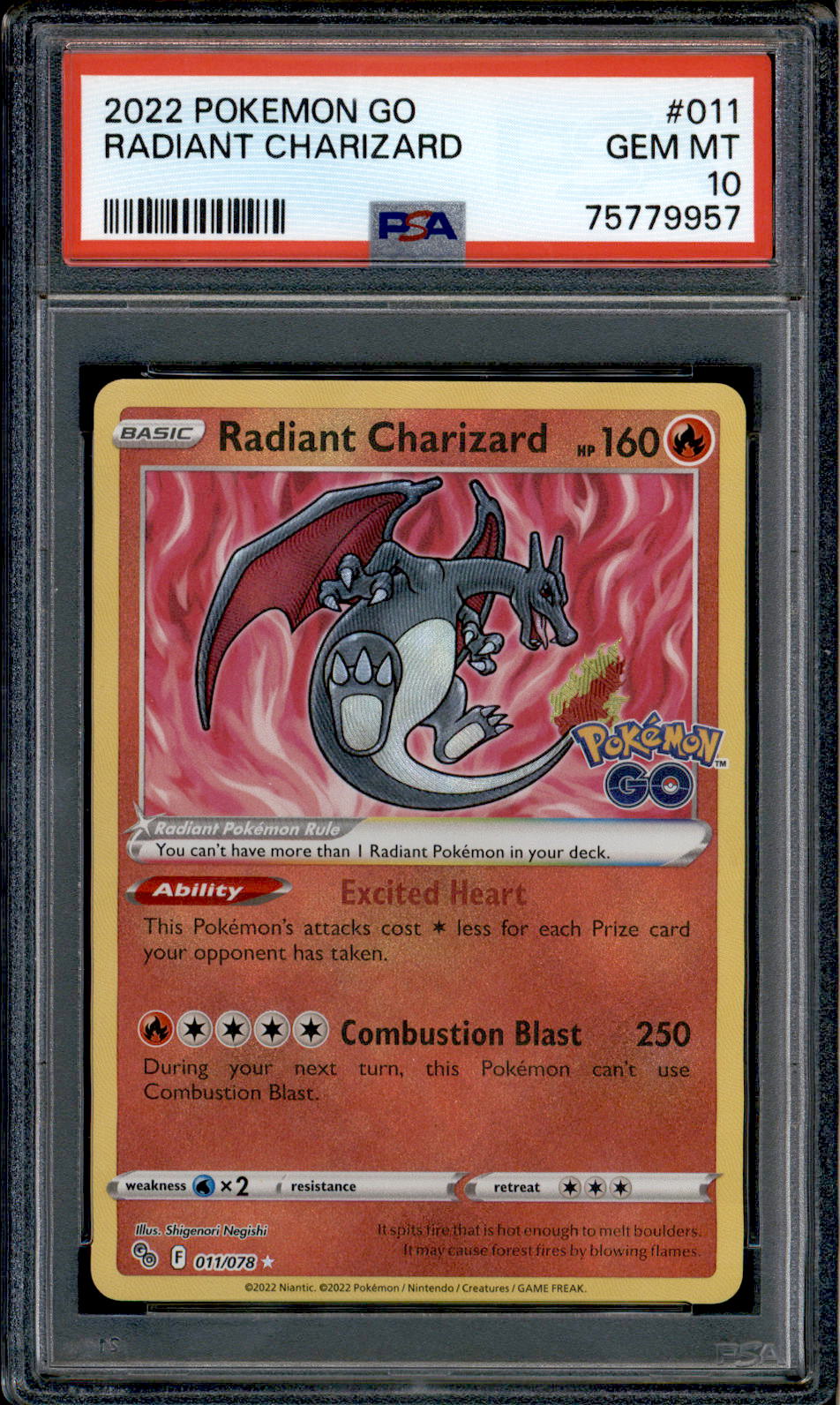 Radiant Charizard - 011/078 - PSA 10 - Ultra Rare - Pokemon GO - Pokemon -  79957