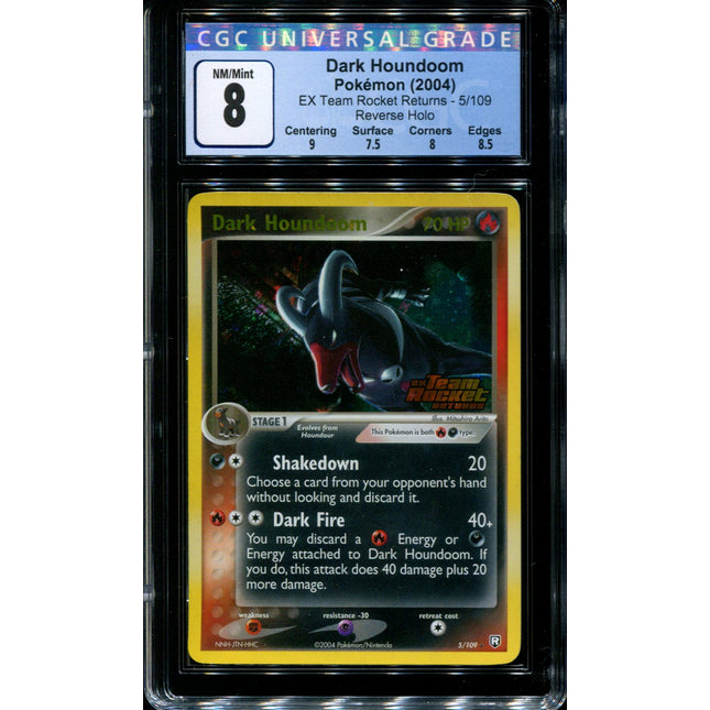 Dark Houndoom - 5/109 - CGC 8 - Reverse Holo - Team Rocket Returns - 36735