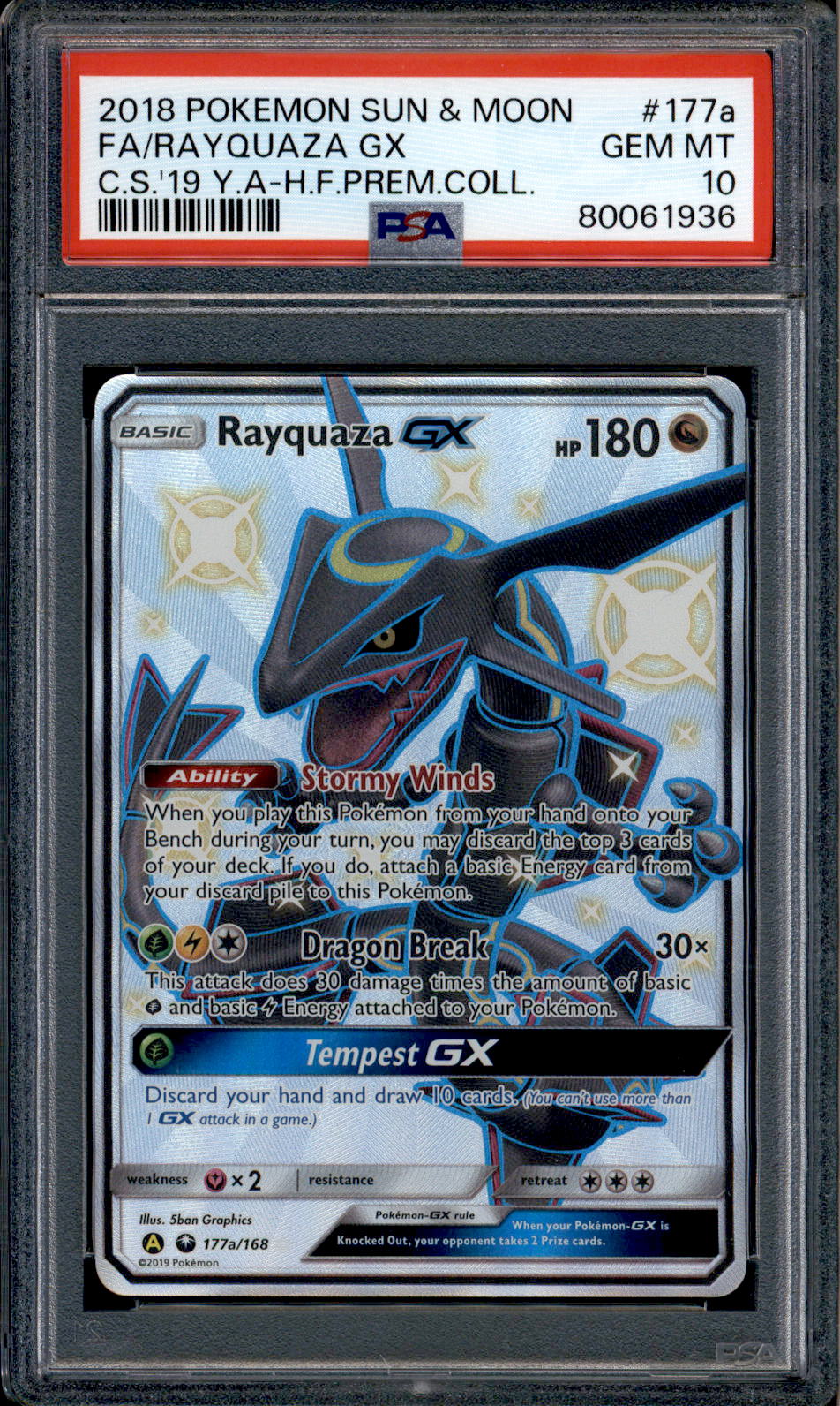 rayquaza gx pokemon card price Rayquaza GX - 177a/168 - PSA 10 - Shiny GX - Hidden Fates - Pokemon