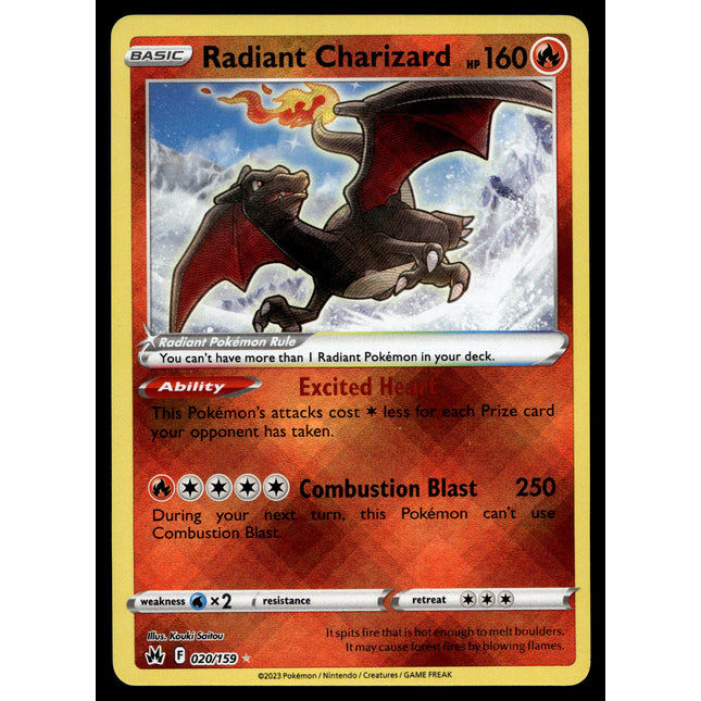 Radiant Charizard - 020/159 - NM - Ultra Rare - Crown Zenith - Pokemon - A7-68
