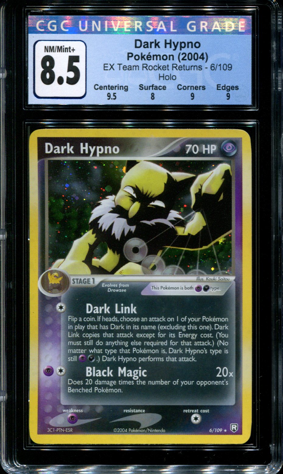 Dark Hypno - 6/109 - CGC 8.5 - Holo - Team Rocket Returns - 36737 Squeaks Game World Dark Hypno - 6/109 - CGC 8.5 - Holo - Team Rocket Returns - 36737 Squeaks Game World