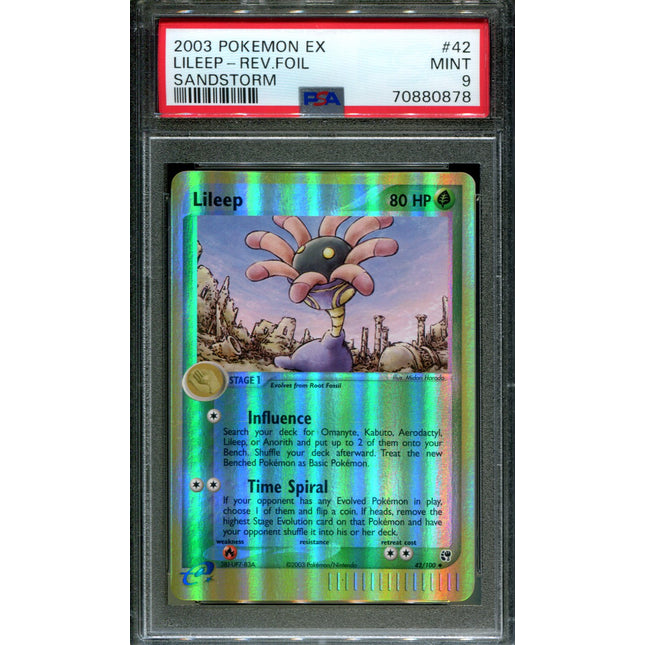 Lileep - 42/100 - PSA 9 - Reverse Holo - Sandstorm - Pokemon - 80878