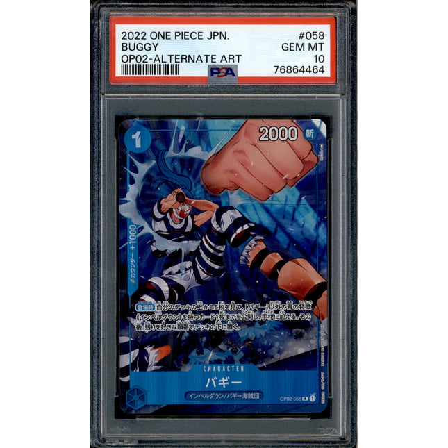 Buggy - OP02-058 - PSA 10 - Alt Art Japanese - OP02 - One Piece - 64464