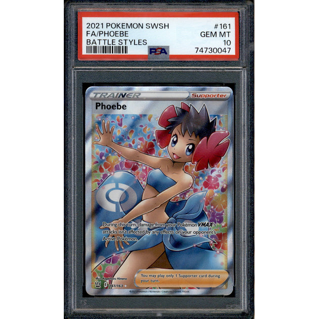 Phoebe - 161/163 - PSA 10 - Full Art - Battle Styles - Pokemon - 30047