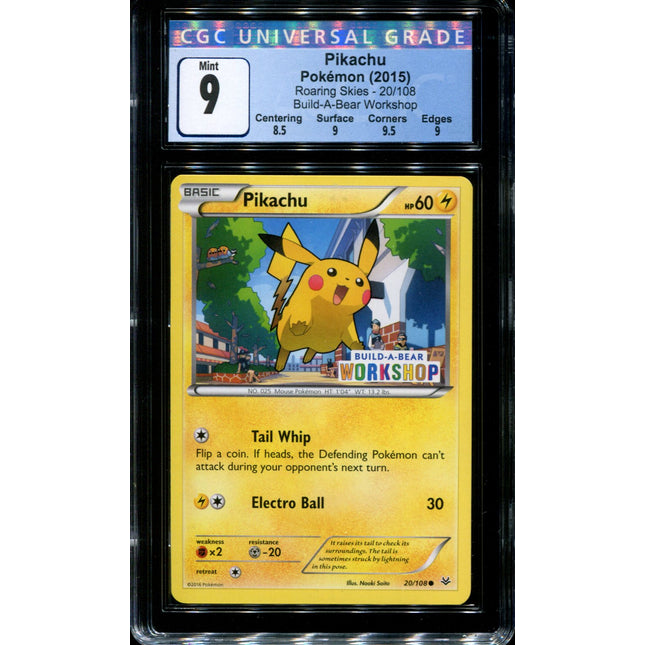 Pikachu - 20/108 - CGC 9 - Build-A-Bear Workshop - Roaring Skies - 36602