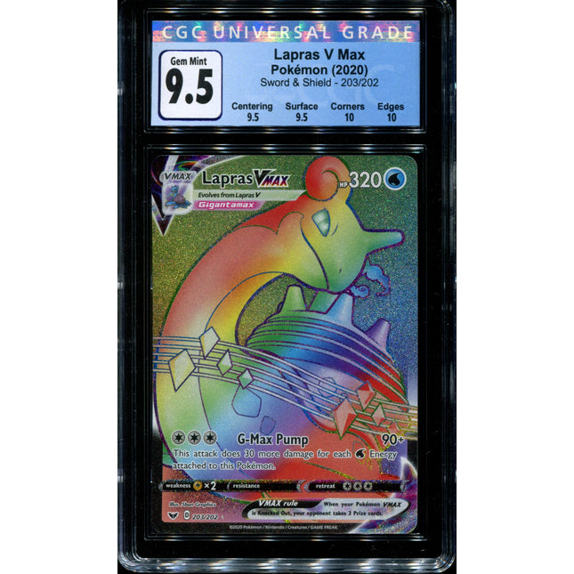 Lapras Vmax - 203/202 - CGC 9.5 Gem Mint - Sword & Shield - 02299