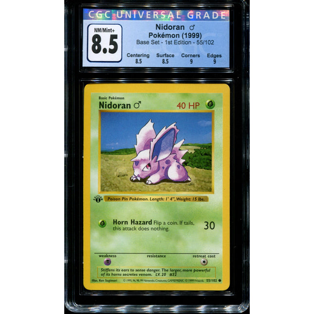 Nidoran - 1st Edition - 55/102 - CGC 8.5 - Base Set - Pokemon - 65023